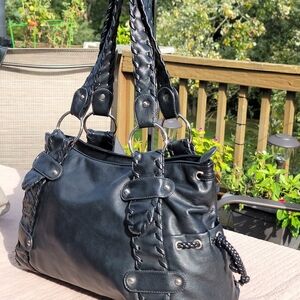Black Vegan Leather Satchel Bag NWOT